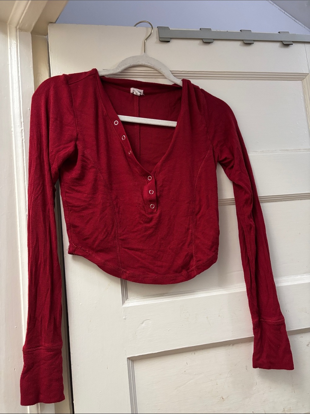 Garage Red Long-Sleeve Henley Top
